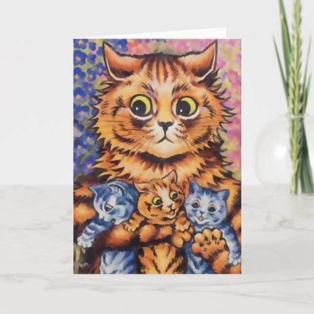 VintageWain mor och kattungekort Kort (Framsida)