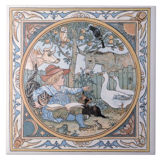 VintageWalter kran: Barnet, boskapen Kakelplatta (Framsidan)