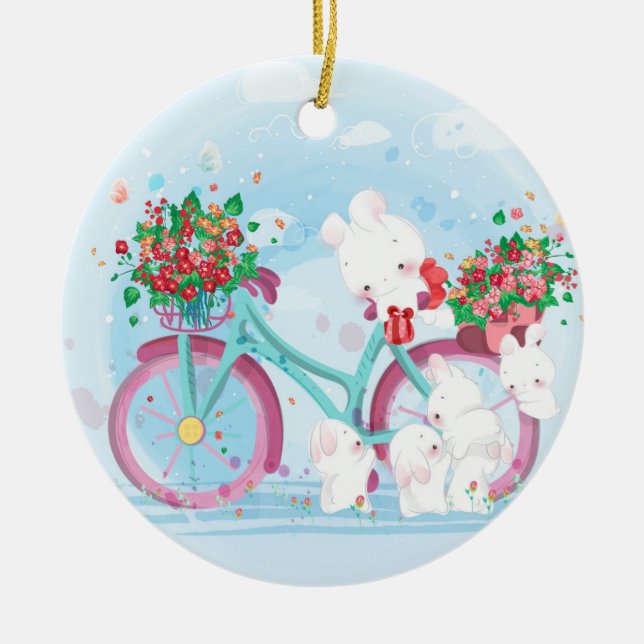 VintageWatecrolor jul Julgransprydnad Keramik (Framsidan)