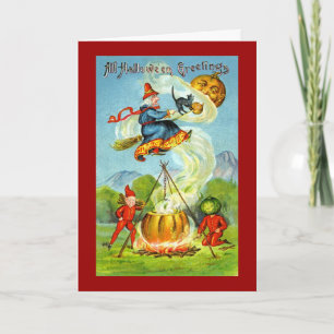 VintageWitchy Halloween hälsningar Kort
