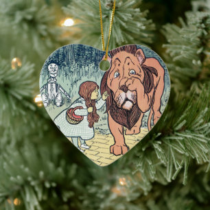 VintageWizard of Oz tecken, gul tegelstenväg Julgransprydnad Keramik