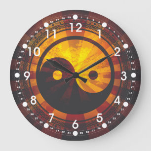 VintageYin Yang symbol Stor Klocka