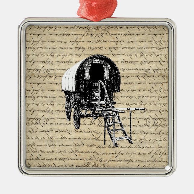 Vintagezigenarevagn Julgransprydnad Metall (Framsidan)