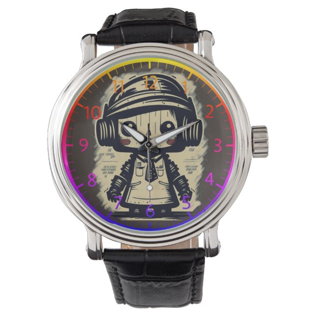 vintaje cute robot steampunk friendly IA Armbandsur (Framsida)
