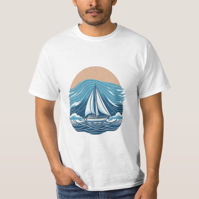vintaje design boat ocean 2 t shirt (Framsida)