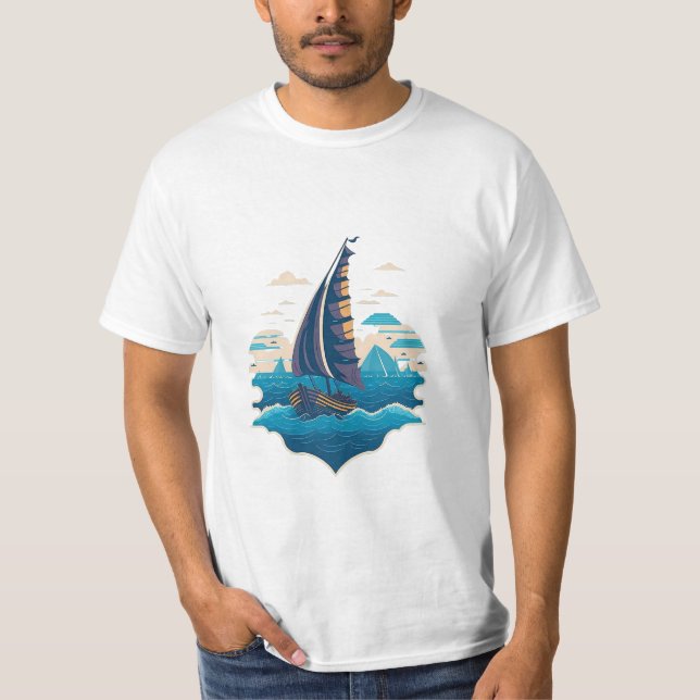 vintaje design boat ocean 3 t shirt (Framsida)