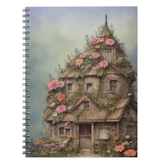 vintaje fantasy house flowers 5 anteckningsbok
