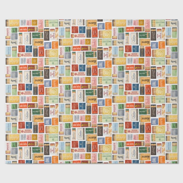 Vintange Dallas Matchbook Inpackningspapper Presentpapper (Platt)