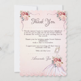 Vintange Sweet 16 / Quinceañera Tackkort Inbjudningar