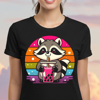 Vintege Cute Bubble Tea Racoon T Shirt