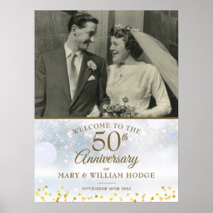 Vinter 50-årsjubileum Bröllopsfoto Välkomstskylt Poster