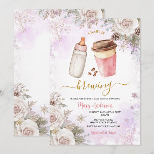 Vinter A Baby Is Brewing Kaffe Baby Shower Inbjudningar