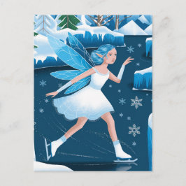 Vinter Adsible Ice Sker Fairy Blue White Vykort