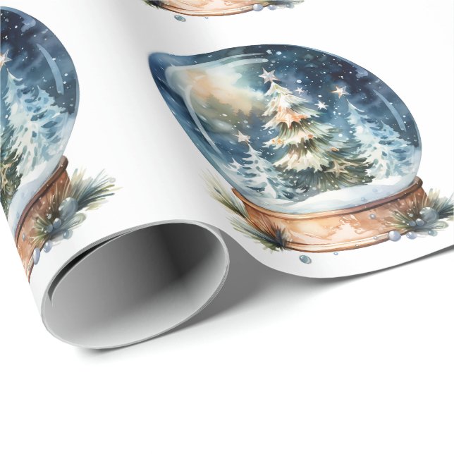 Vinter Akvarell Julgran Snurra Presentpapper (Rullad Hörn)