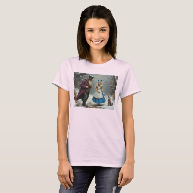 Vinter Alice rosa damtröja T Shirt (Hel framsida)