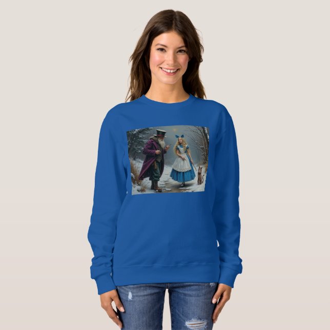 Vinter Alice Women blue sweatshirt T Shirt (Hel framsida)