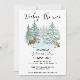 Vinter Animal Forest Wonderland Baby Shower Inbjudningar