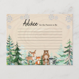 Vinter Animal Gender Reveal Snöflingor Advice Card Tilläggskort