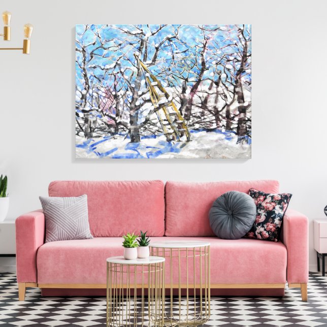Vinter äppelbeskärning / konstnär Larry Lerew Canvastryck (Insitu (Vardagsrum))
