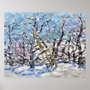 Vinter äppelbeskärning / konstnär Larry Lerew Poster