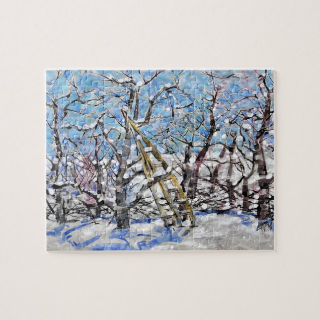 Vinter äppelträd beskära  / konstnär Larry Lerew Pussel (Horisontell)