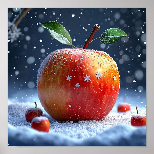 Vinter Äpple Landskap Mysig Snötäckt Natur Poster (Framsidan)