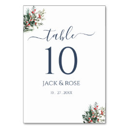 Vinter Aquarell Bröllop Bordsnummer