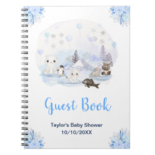 Vinter Arktiska Djur Baby Shower Gästebok Anteckningsbok