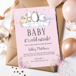 Vinter Arktiska Djur Baby Shower Inbjudan