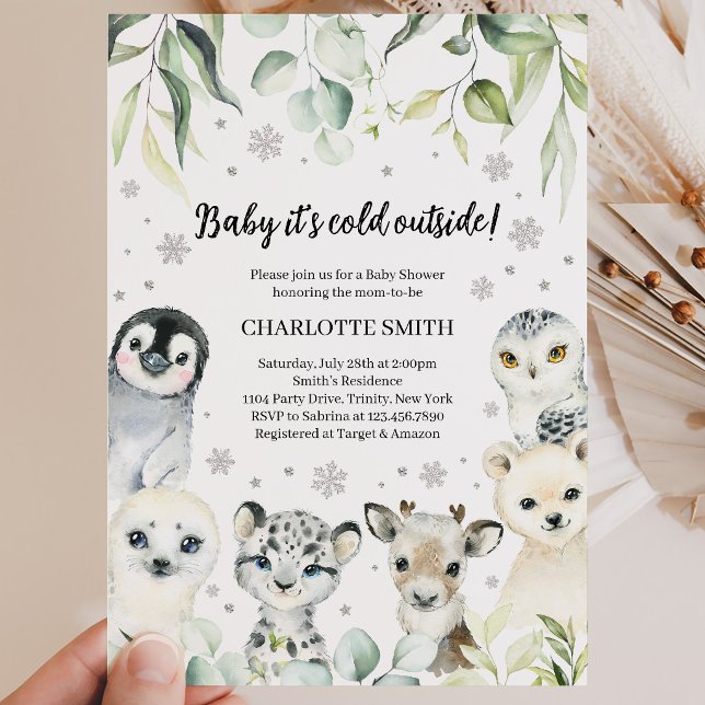 Vinter Arktiska Djur Baby Shower Inbjudningar (Skapare uppladdad)