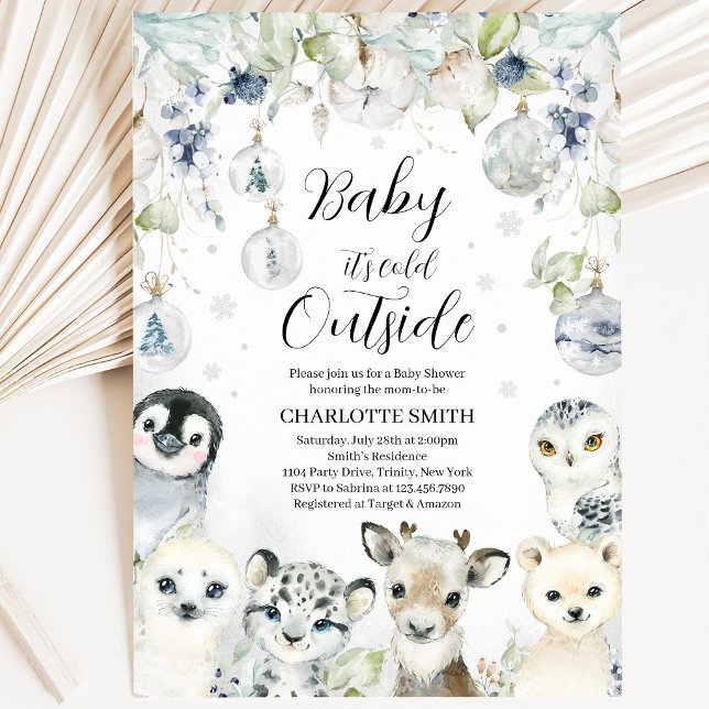 Vinter Arktiska Djur Baby Shower Inbjudningar (Skapare uppladdad)