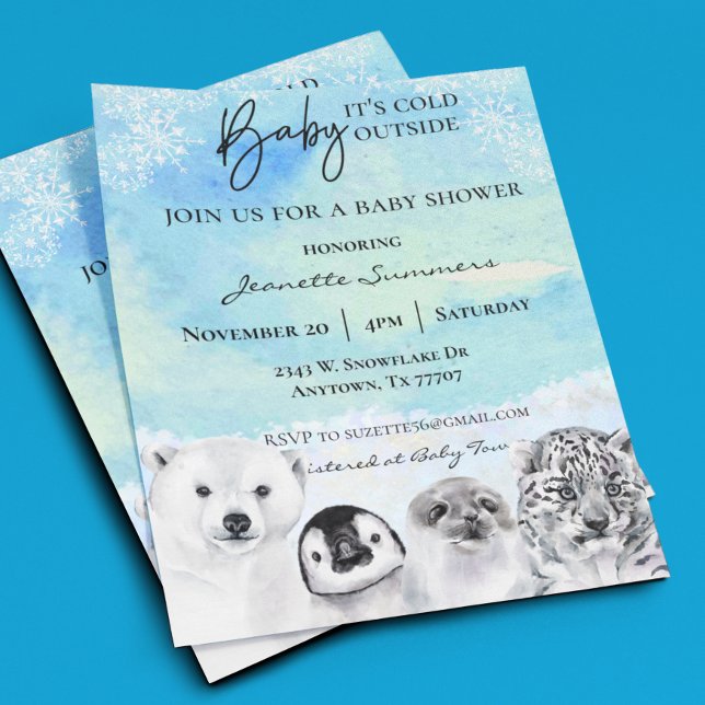 Vinter Arktiskt Djur Babyfirande Det Är Kallt Utom (Skapare uppladdad)