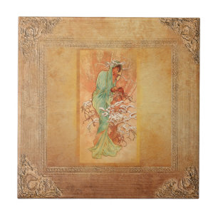 Vinter av Alphonse Mucha Kakelplatta