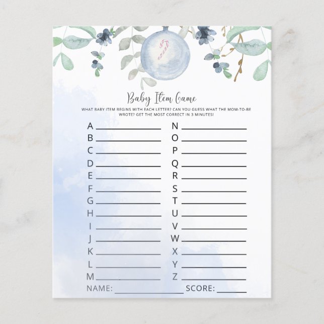 Vinter Baby Artikel Spel. Baby Shower Spel (Framsida)