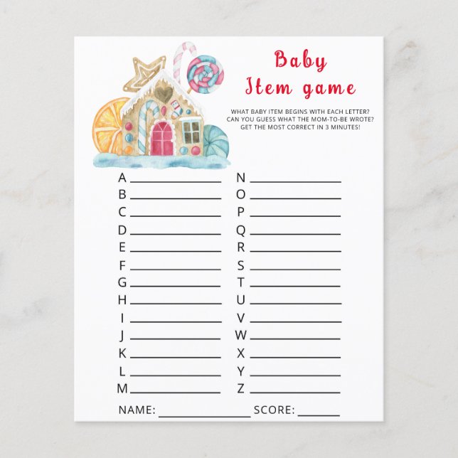 Vinter Baby Artikel Spel. Baby Shower Spel (Framsida)