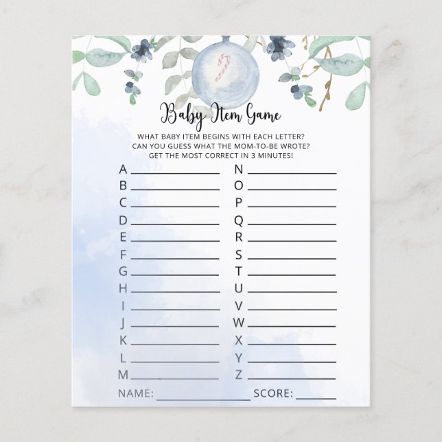 Vinter Baby Artikel Spel. Baby Shower Spel (Framsida)