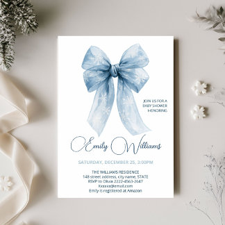 Vinter Baby Boy Shower Dusty Blue Snöflinga Inbjudningar