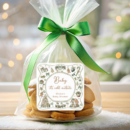Vinter Baby dess Kall utanför Winter Baby Shower Fyrkantigt Klistermärke