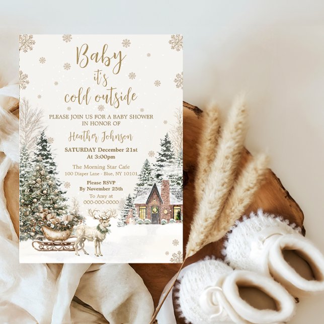 Vinter Baby Det är Kall, Snöflingor Baby Shower Inbjudningar (Skapare uppladdad)