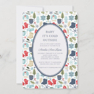 Vinter Baby Det är Kallet utanför Cute Baby Shower Inbjudningar
