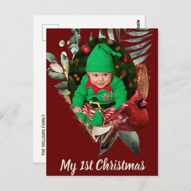 Vinter Baby julfotoutställning Vykort (Fram/baksida)