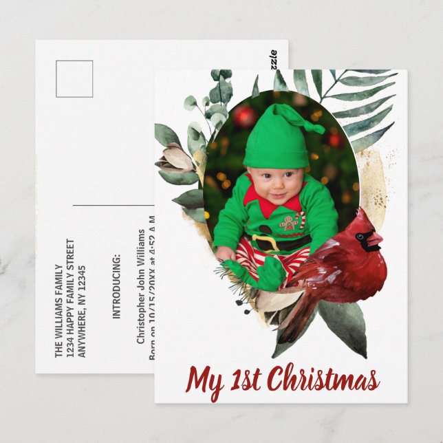 Vinter Baby julfotoutställning Vykort (Fram/baksida)