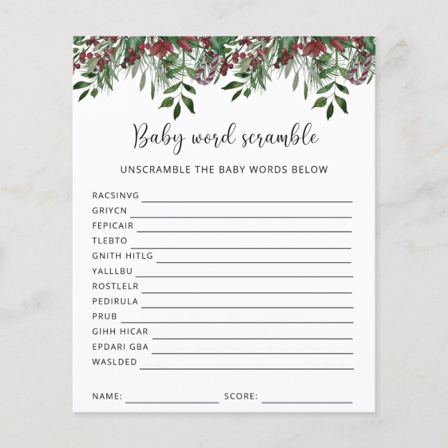 Vinter Baby Ordkryss | Baby Shower Lek (Framsida)