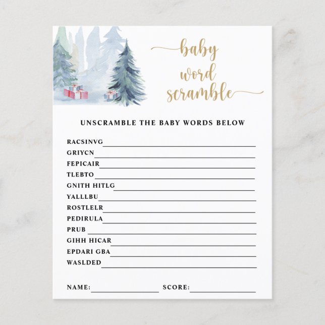 Vinter Baby Ordkryss | Baby Shower Lek (Framsida)