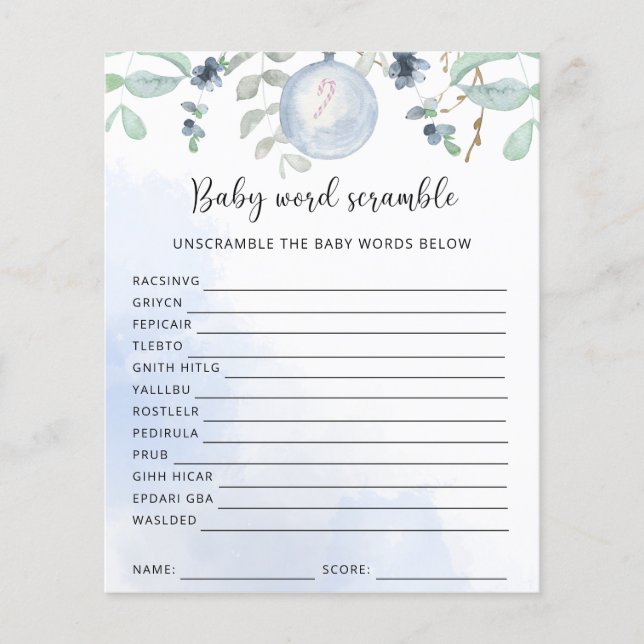Vinter Baby Ordkryss | Baby Shower Lek (Framsida)