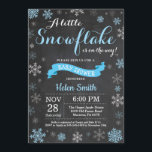 Vinter Baby Shower Blue Snowflake Chalkboard Inbjudningar<br><div class="desc">Inbjudan till Winter Baby Shower. Blue Snowflake. Bjud in pojkbabyskor. Winter Helgdag Baby Shower Inbjudan. Blå och vit Snöflingor. Bakgrund för kalkbord. Om du vill göra ytterligare anpassningar klickar du på knappen "Anpassa" och användor verktyg som är utformat för att ändra mallen.</div>