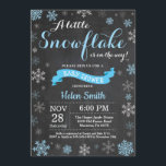 Vinter Baby Shower Blue Snowflake Chalkboard Inbjudningar<br><div class="desc">Inbjudan till Winter Baby Shower. Blue Snowflake. Bjud in pojkbabyskor. Winter Helgdag Baby Shower Inbjudan. Blå och vit Snöflingor. Bakgrund för kalkbord. Om du vill göra ytterligare anpassningar klickar du på knappen "Anpassa" och användor verktyg som är utformat för att ändra mallen.</div>