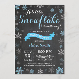 Vinter Baby Shower Blue Snowflake Chalkboard Inbjudningar