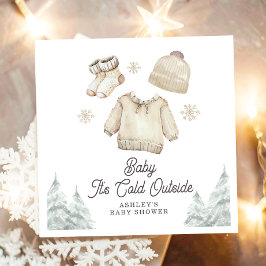 Vinter Baby Shower Det är Kallet utanför Unisex Sn Pappersservett