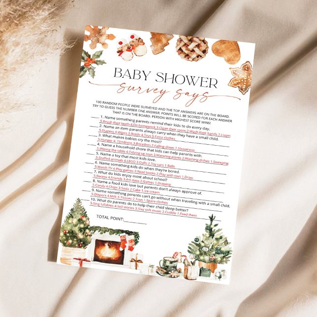 Vinter Baby Shower Enkät Säger Spelkort (Skapare uppladdad)